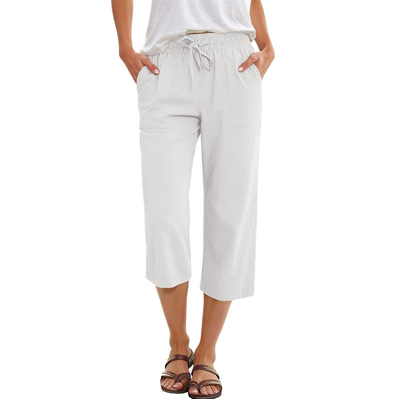 Pantalón 7/8 de algodón y lino para mujer – ligero y versátil👖☀️
