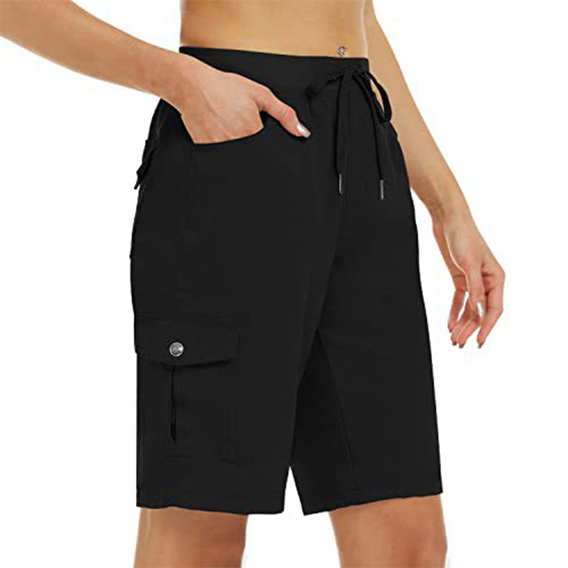 Pantalón cargo corto para mujer – secado rápido con bolsillos prácticos – cómodo y funcional para ocio y viajes