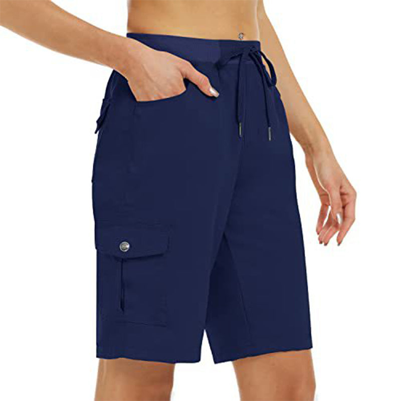Pantalón cargo corto para mujer – secado rápido con bolsillos prácticos – cómodo y funcional para ocio y viajes