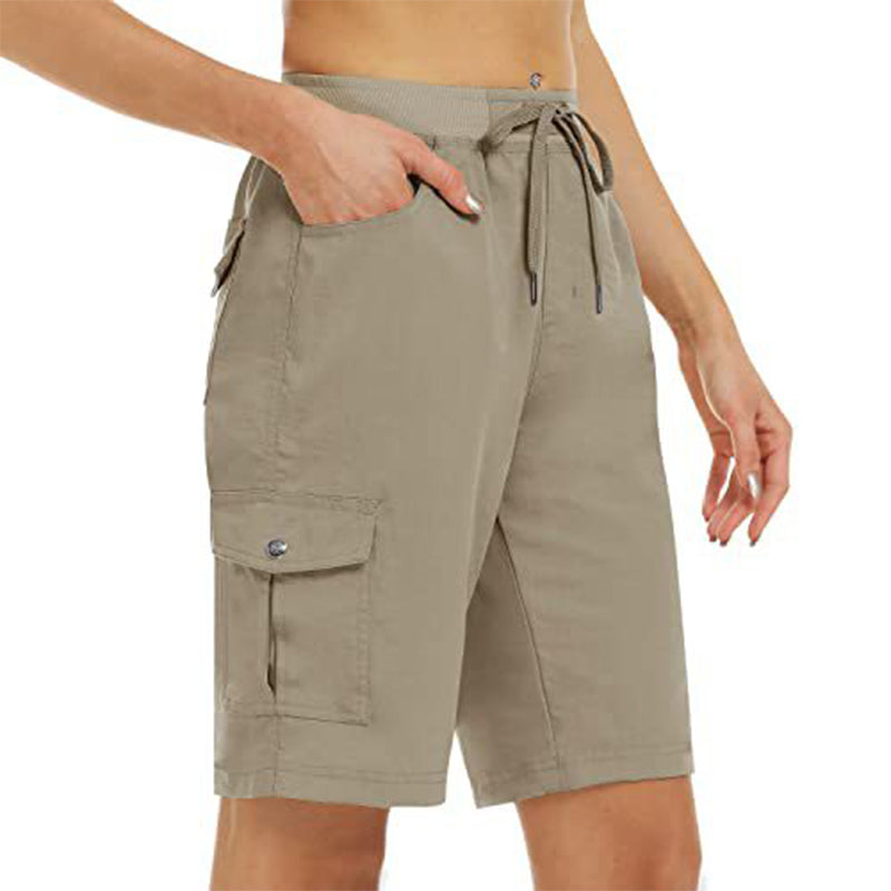 Pantalón cargo corto para mujer – secado rápido con bolsillos prácticos – cómodo y funcional para ocio y viajes