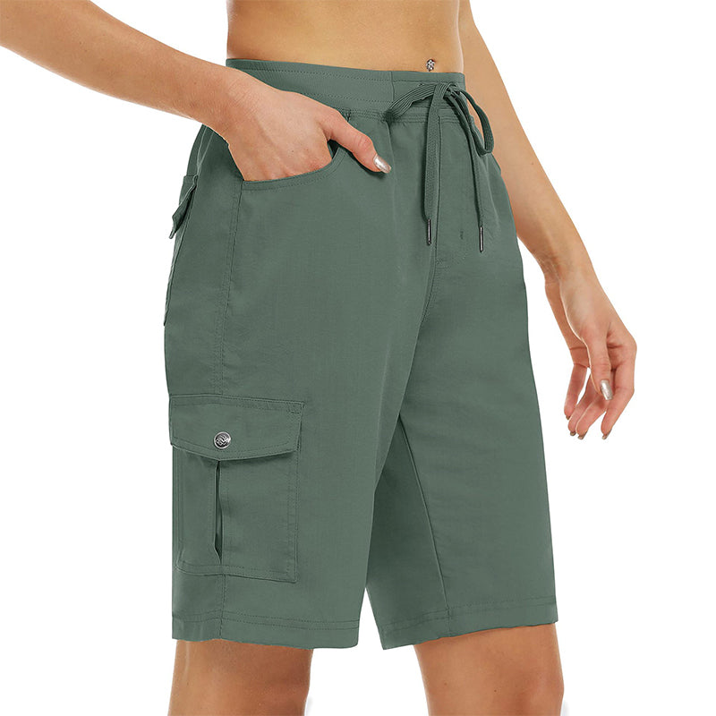 Pantalón cargo corto para mujer – secado rápido con bolsillos prácticos – cómodo y funcional para ocio y viajes