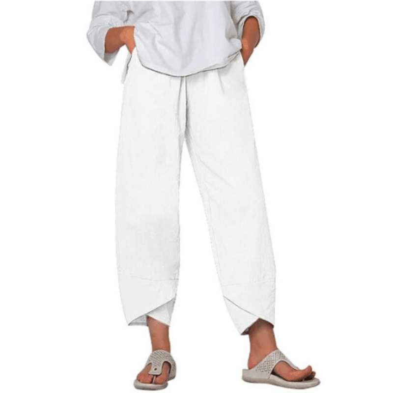 👖¡Ahora 50% de descuento!✨Pantalón vintage con cintura elástica asimétrica y bolsillos – Diseño único, ajuste cómodo y estilo funcional🌸