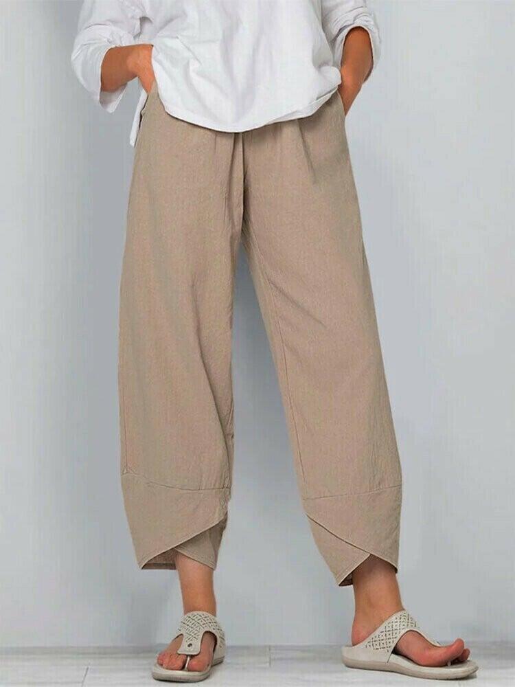 👖¡Ahora 50% de descuento!✨Pantalón vintage con cintura elástica asimétrica y bolsillos – Diseño único, ajuste cómodo y estilo funcional🌸