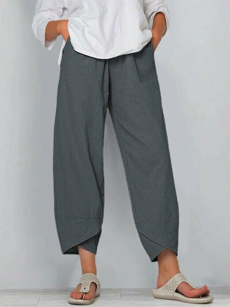 👖¡Ahora 50% de descuento!✨Pantalón vintage con cintura elástica asimétrica y bolsillos – Diseño único, ajuste cómodo y estilo funcional🌸