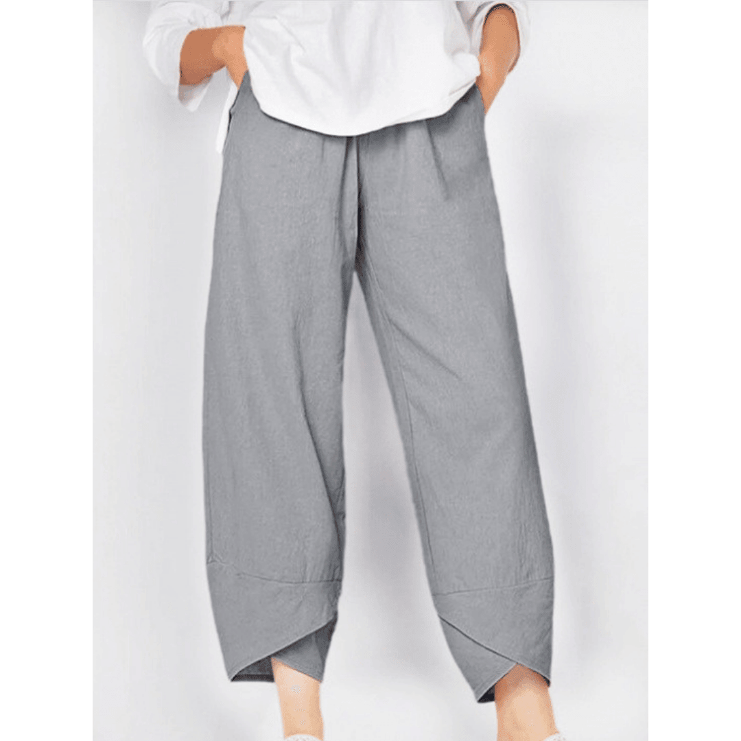 👖¡Ahora 50% de descuento!✨Pantalón vintage con cintura elástica asimétrica y bolsillos – Diseño único, ajuste cómodo y estilo funcional🌸