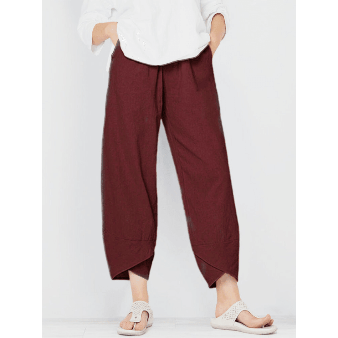 👖¡Ahora 50% de descuento!✨Pantalón vintage con cintura elástica asimétrica y bolsillos – Diseño único, ajuste cómodo y estilo funcional🌸
