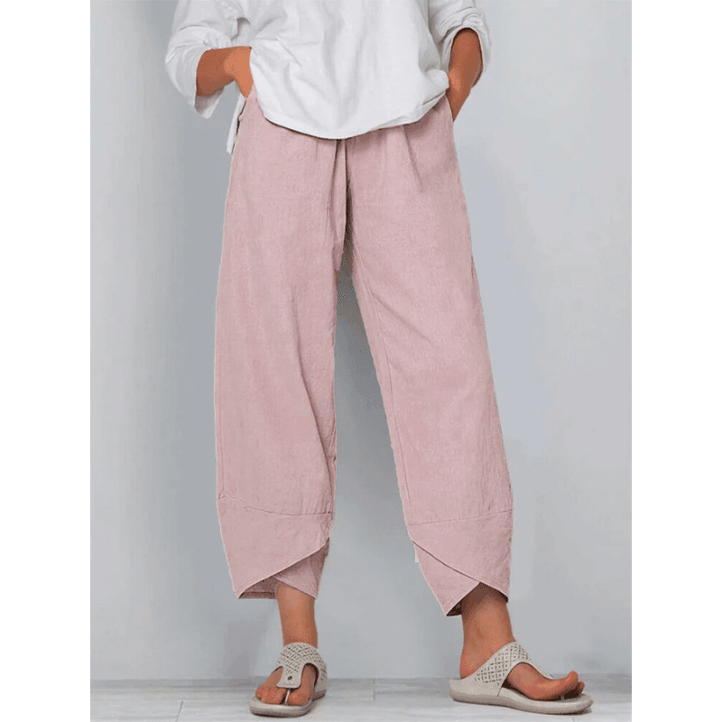 👖¡Ahora 50% de descuento!✨Pantalón vintage con cintura elástica asimétrica y bolsillos – Diseño único, ajuste cómodo y estilo funcional🌸
